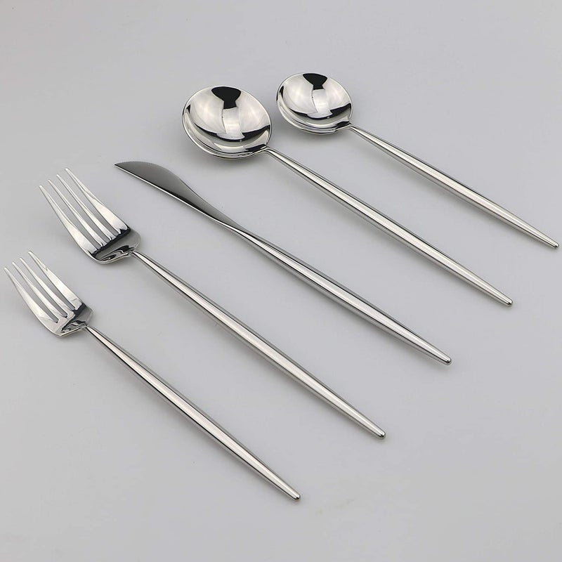 JANKNG 20-Pieces 18/10 Stainless Steel Silverware Set, Mirror Polishing SilverFlatware Set , Kitchen Knife Fork Spoon Utensils, Service for 4 - Image 2